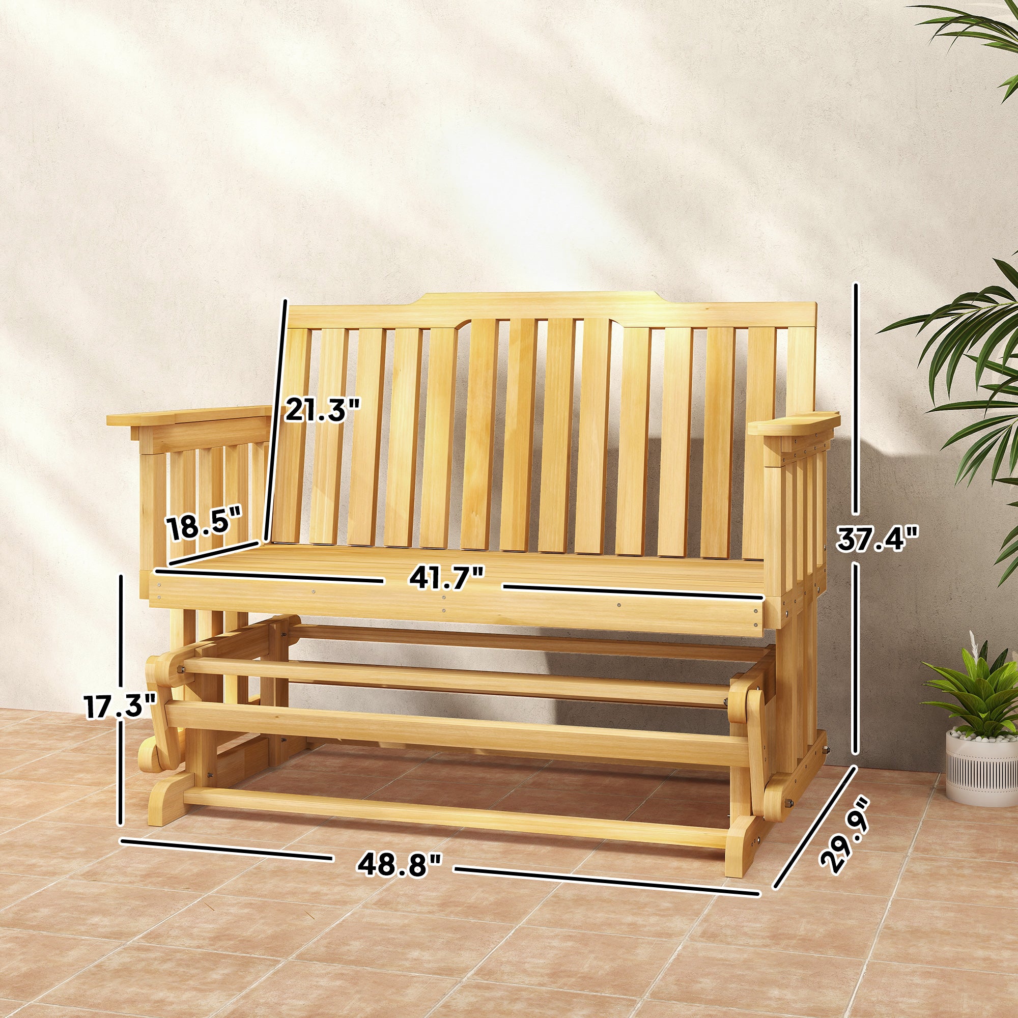 2-Person Patio Swing Glider Bench with Quick Drying Design and Wide Armrest