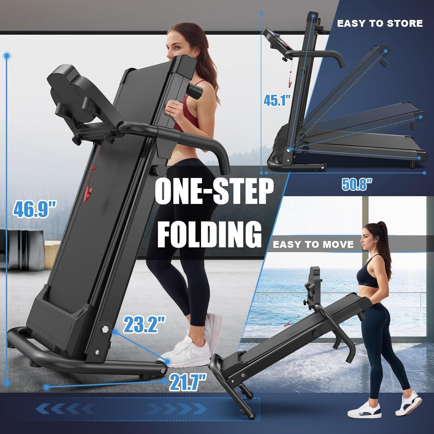 Home Use Foldable Portable 2.5HP Heavy-duty APP Controlled Fitness Walking Machine