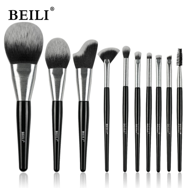 Beli 10pcs Professional Makeup Brush Set New Design Brushed Tube Makeup Brushes