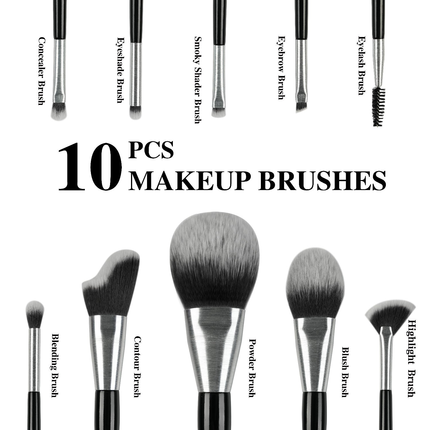 Beli 10pcs Professional Makeup Brush Set New Design Brushed Tube Makeup Brushes