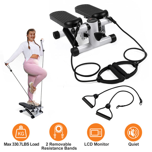 Fitness Step Machine, Mini Step Machine With Resistance Band, Home Fitness Equipment With 330.7LBS Load-bearing Capacity, Hydraulic Fitness Step Machine With LCD Display Screen