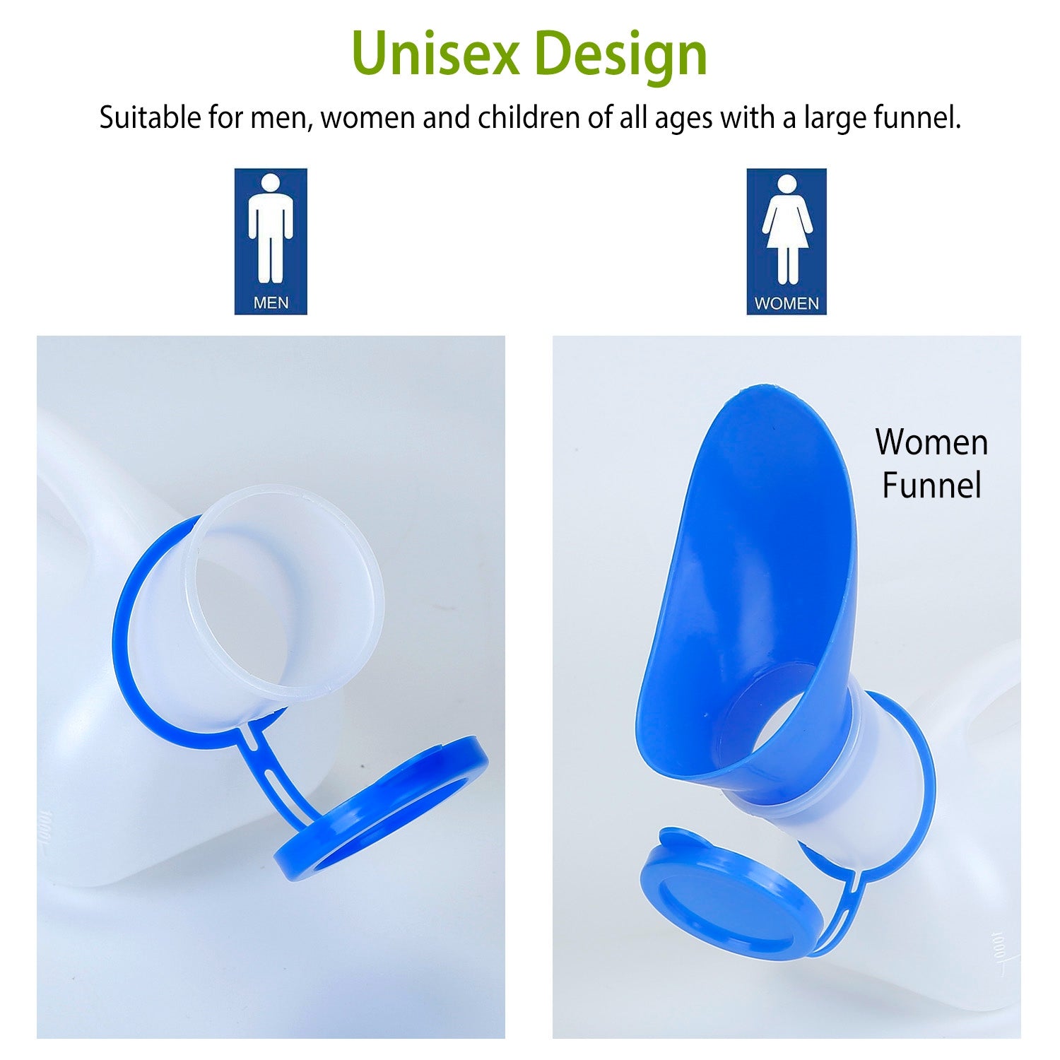 Unisex Potty Urinal Bottle 33.8OZ Emergency Urinal Device Portable Male Female Toilet With Lid Funnel For Car Camping Travel Hospital Outdoor